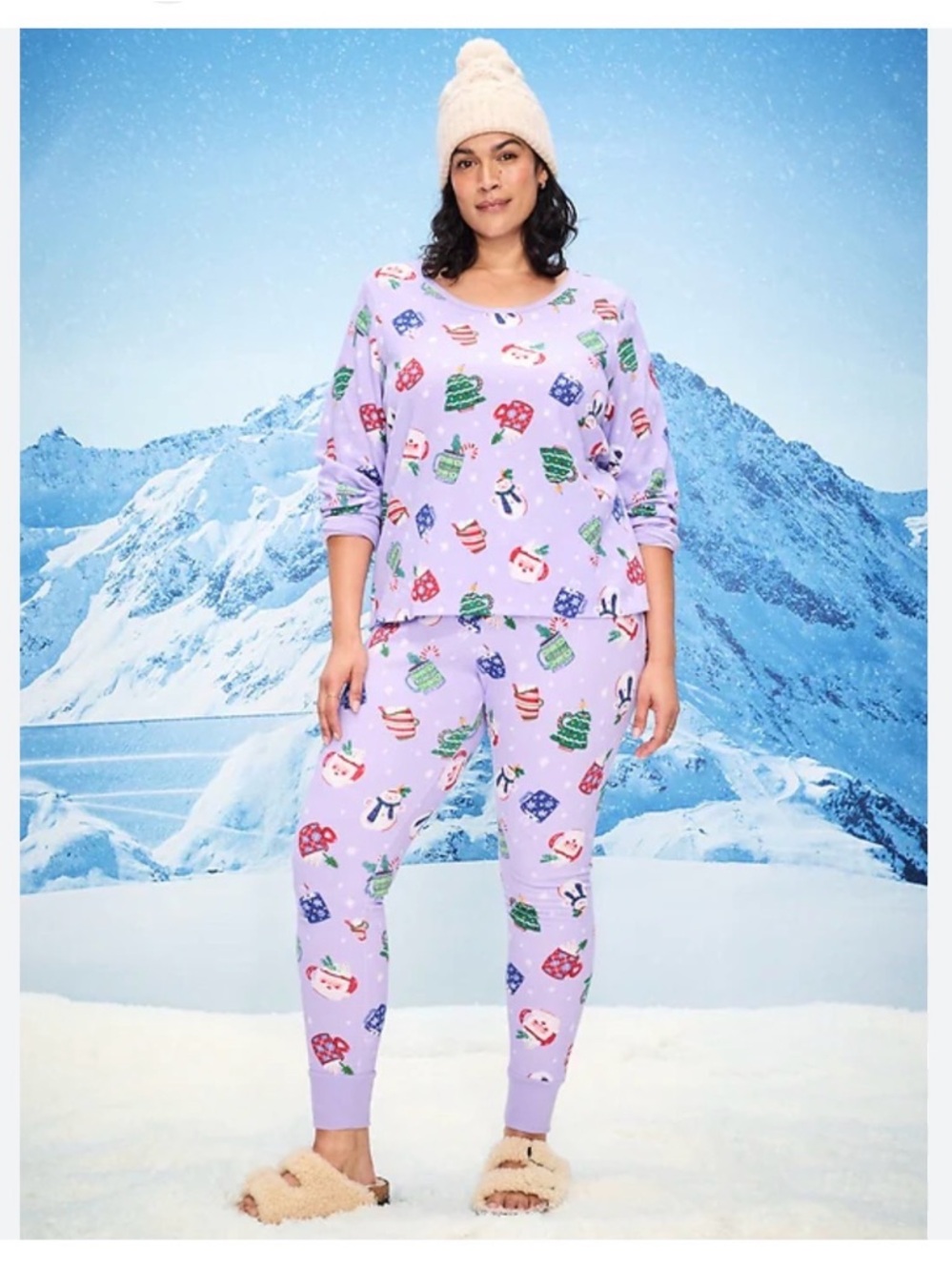 Old Navy Lavender Holiday Print Pajama Set